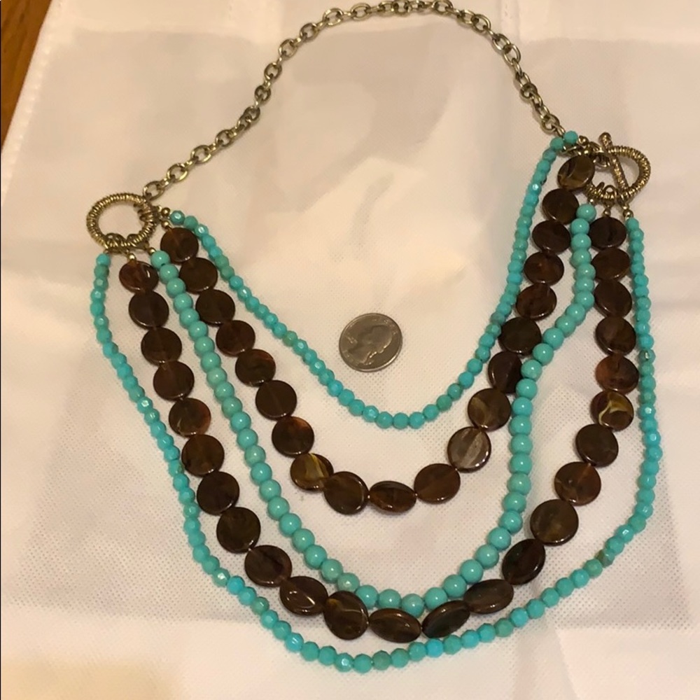 Nice statement necklace turquoise tiger eye gold
